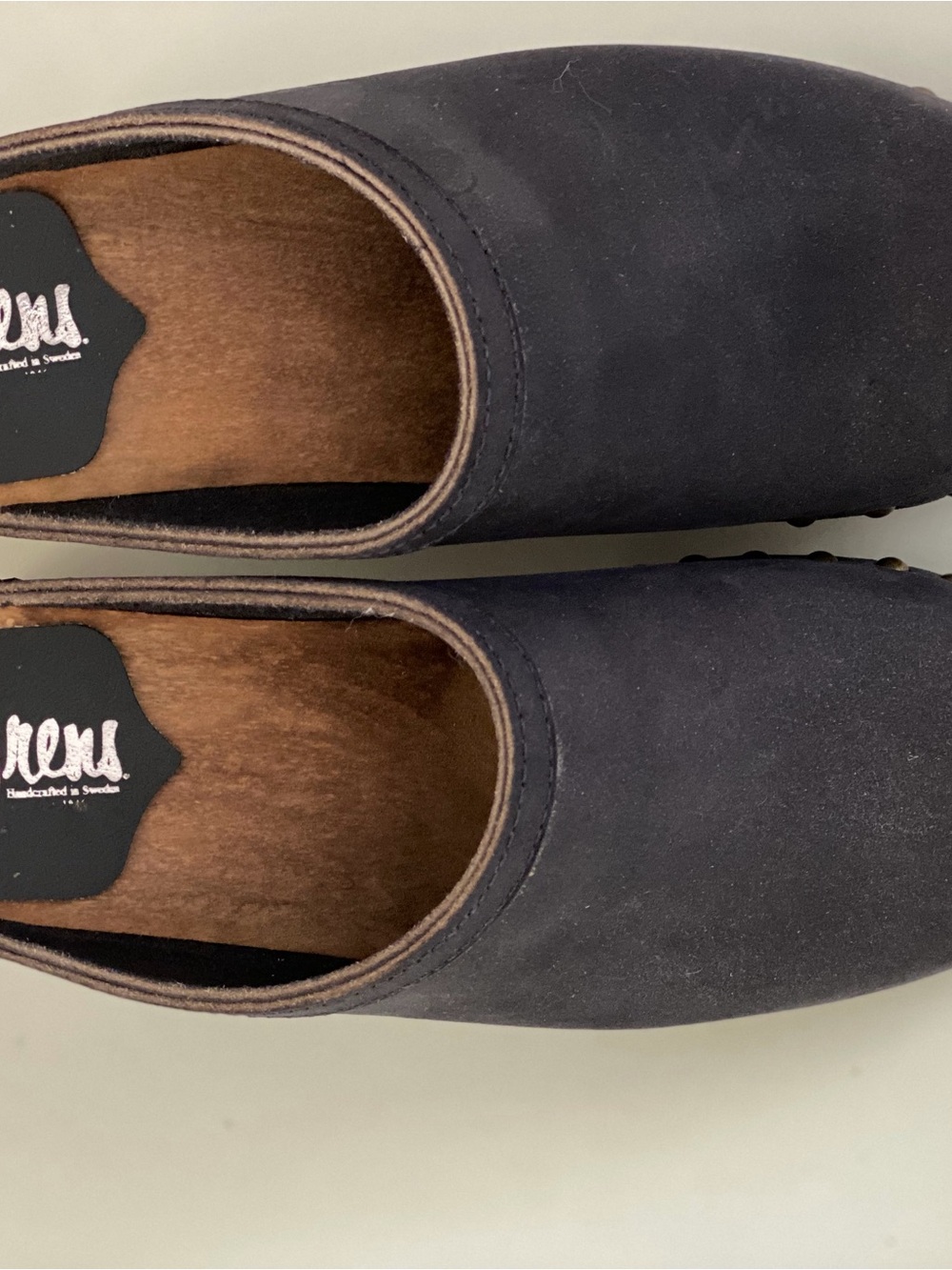 Sandgrens 39/US 8 Handcrafted Women’s Slip-On Clogs in Dark Navy Nubuck Leather